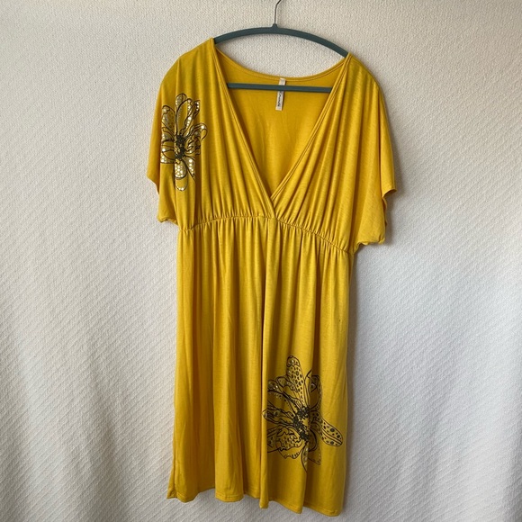 Mi Manchi Yellow Short-Sl Dress, Size 3X - Picture 1 of 4